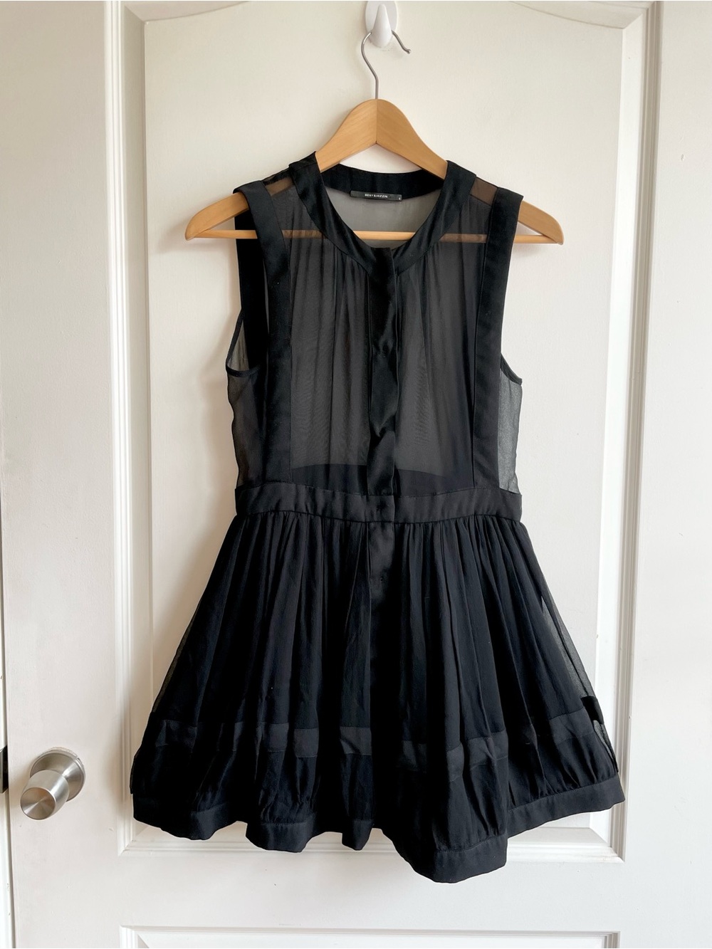 Women’s Silk Sheer Pleated Mini Dress Bubble Hem S Gossip Girl Blair Waldorf